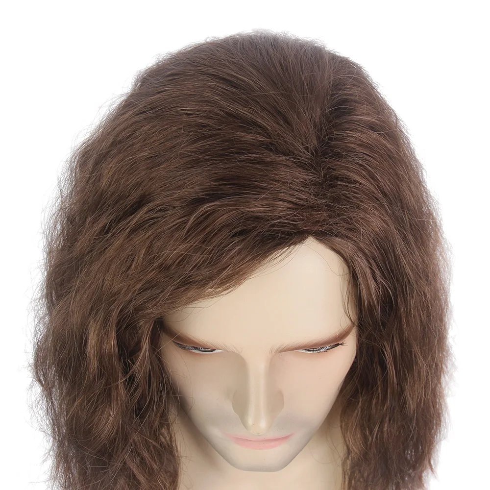 Cosplay Wigs Winter Soldier Captain America Cos Wigs Brown Wavy Mid Length Synthetic Hair Wig Men