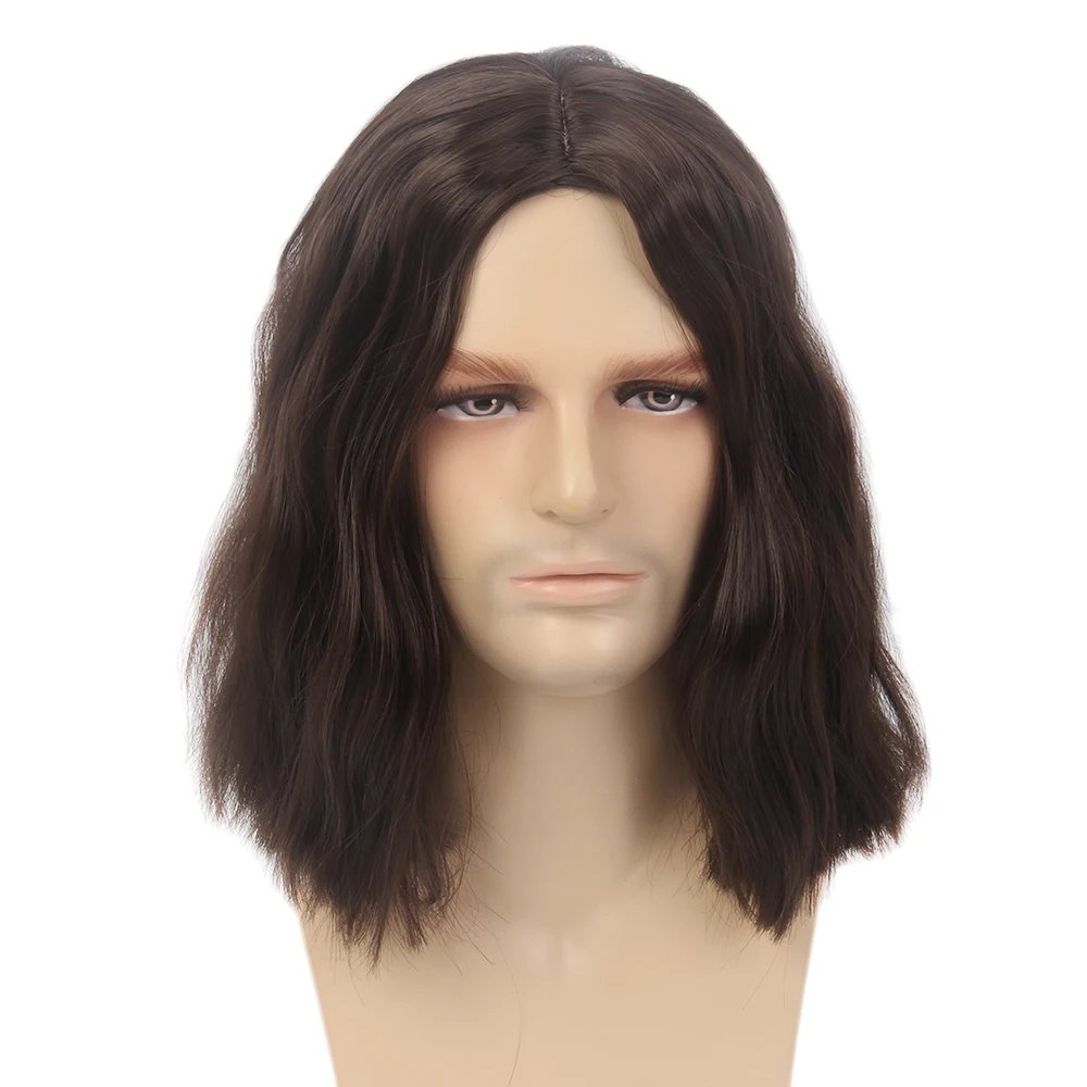Cosplay Wigs Winter Soldier Captain America Cos Wigs Brown Wavy Mid Length Synthetic Hair Wig Men