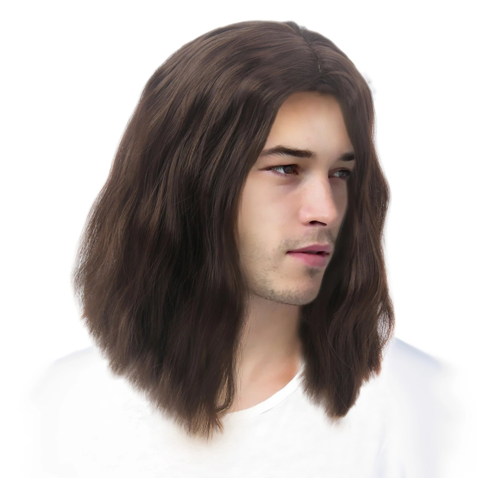 Cosplay Wigs Winter Soldier Captain America Cos Wigs Brown Wavy Mid Length Synthetic Hair Wig Men