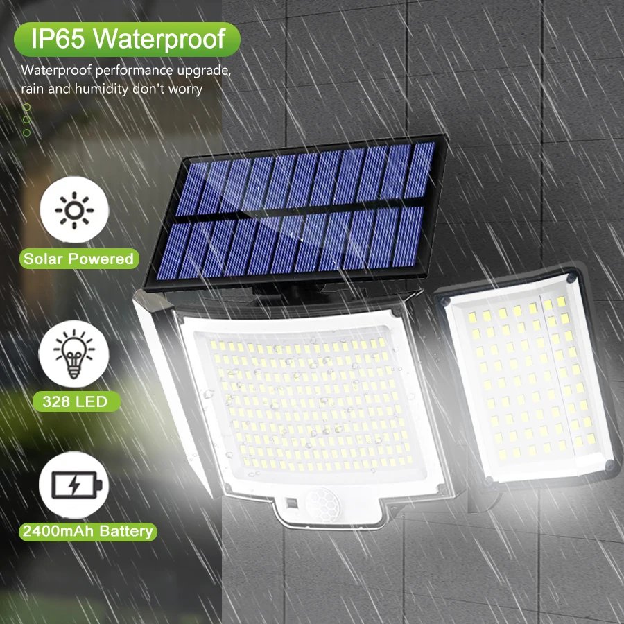 Solar Light Outdoor 328/348 LED Integrated Super Bright Motion Sensor Strong Power IP65 Waterproof 3 Working Modes Garden Wall Solar Light Outdoor 328/348 LED Integrated Super Bright Motion Sensor Strong Power IP65 Waterproof 3 Working Modes Garden Wall
