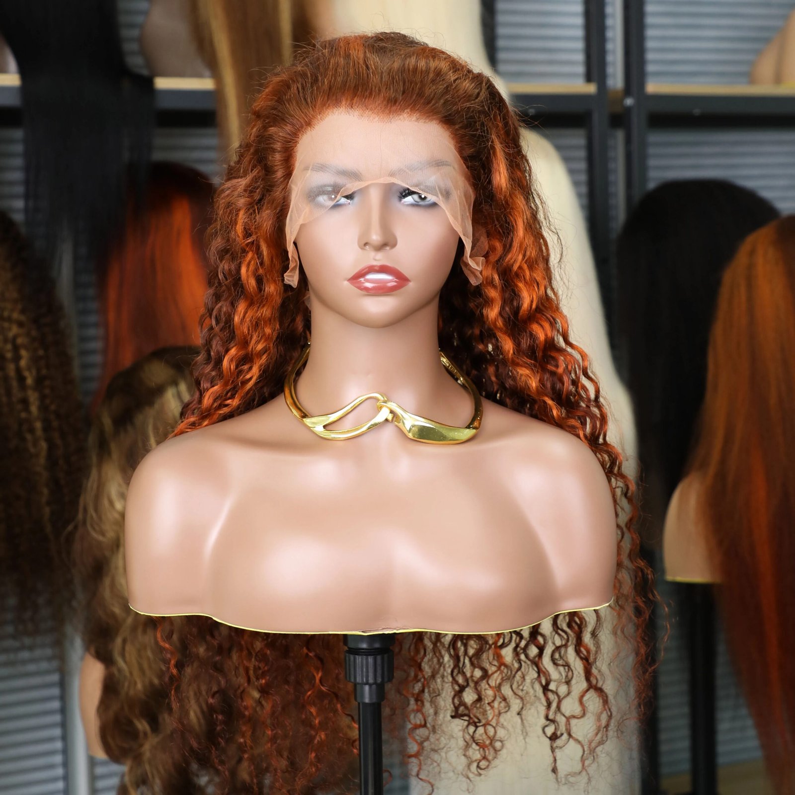 Highlight 4/350 Water Wave 13x6 Lace Frontal Human Hair Wigs Brazilian Ginger Orange Brown Color 13x4 Lace Front Curly Wig 220%