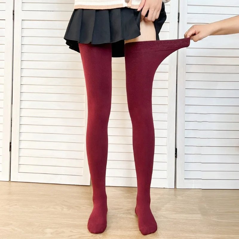 Sexy Black White Soild Color Long Stockings Women Over Knee Thigh High Over The Knee Stockings Lolita Ladies Warm Knee Socks