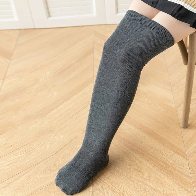 Sexy Black White Soild Color Long Stockings Women Over Knee Thigh High Over The Knee Stockings Lolita Ladies Warm Knee Socks