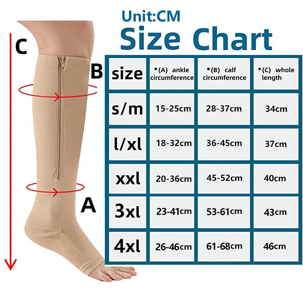 2022 New Women Zipper Compression Socks Zip Leg Support Knee Sox Open Toe Solid Color Sock Fashion and Leak Toe Black Khaki