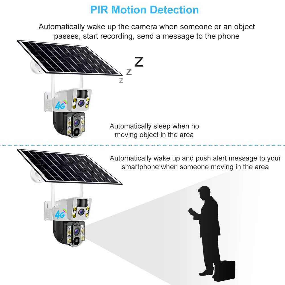 8MP 4K Wireless Solar Camera 4G Sim Outdoor Dual Lens Wifi IP Camera PIR Night Vision V380 Pro CCTV Security Protection Monitor 8MP 4K Wireless Solar Camera 4G Sim Outdoor Dual Lens Wifi IP Camera PIR Night Vision V380 Pro CCTV Security Protection Monitor