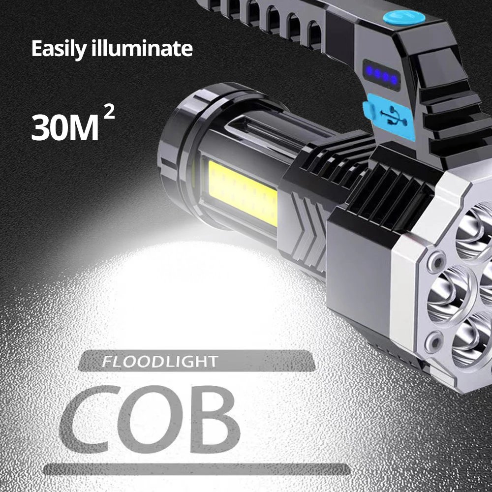 High Power Rechargeable Led Flashlights 7LED Camping Torch With Cob Side Light Lightweight Outdoor Lighting ABS Material High Power Rechargeable Led Flashlights 7LED Camping Torch With Cob Side Light Lightweight Outdoor Lighting ABS Material