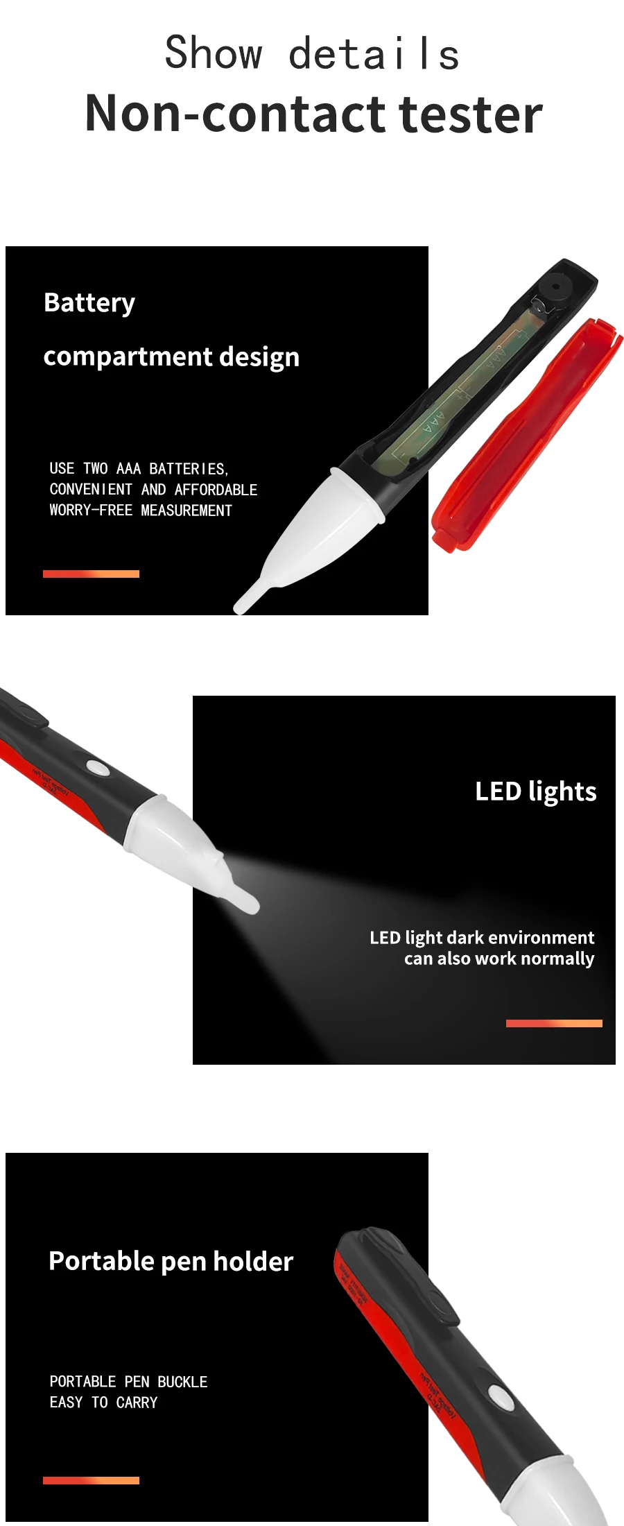 Electric indicator AC 90-1000V Non-Contact Socket Wall AC Power Outlet Voltage Detector Sensor Tester Pen LED light test pencil Electric indicator AC 90-1000V Non-Contact Socket Wall AC Power Outlet Voltage Detector Sensor Tester Pen LED light test pencil