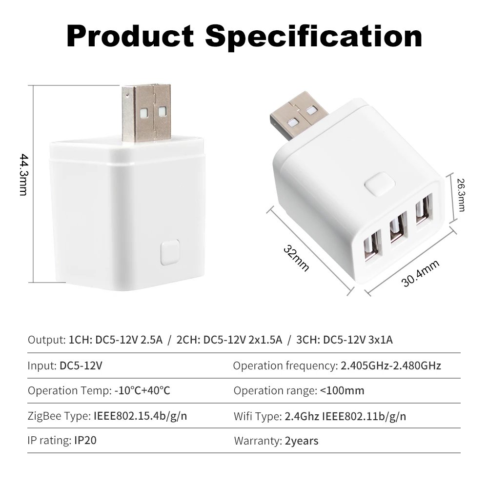 Tuya Smart WiFi/Zigbee Micro USB Adaptor 1-3 Gang 5V Mini USB Power Adaptor Charge Plug Timing Voice for Alexa Google Home Alice