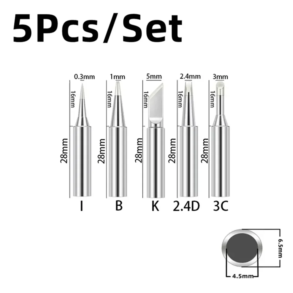 5pcs Soldering Iron 900M Soldering Iron Head Set Inside Hot Bare Copper Electric Soldering Iron Tip