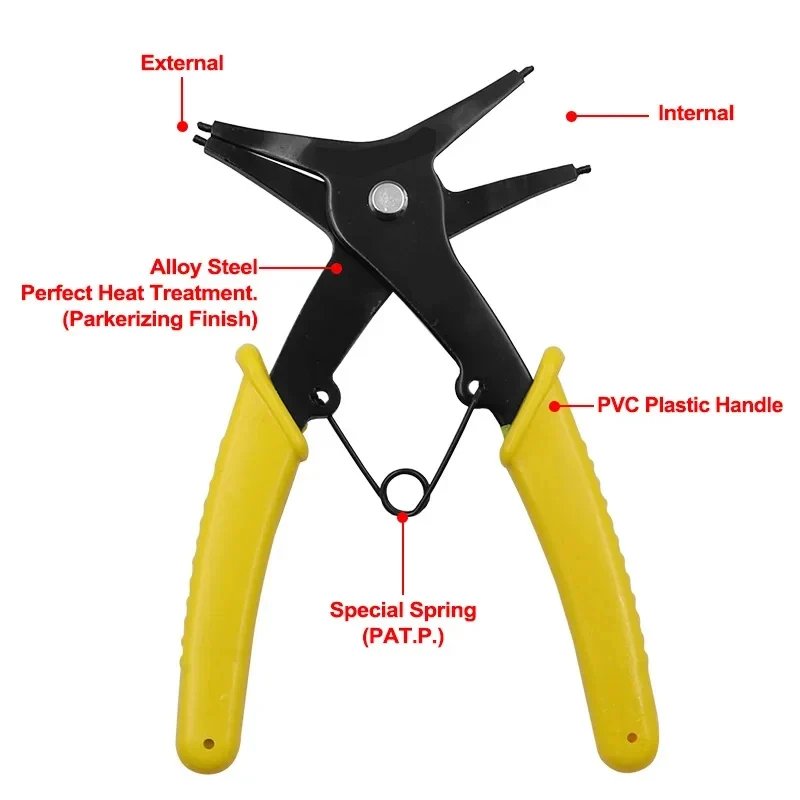 Internal And External Spring-loaded Pliers Dual-purpose Snap Rings 2-In-1 Mounting And Dismounting Tools Hardware