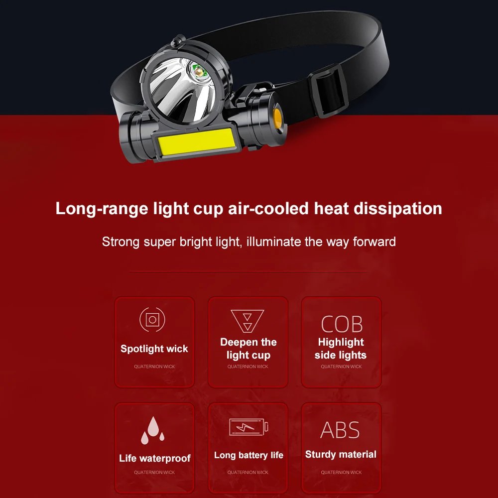 LED Sensor Headlamp Camping Search Light Head Flashlight Rechargeable Powerful Head Lamp Front Lanterns Headlights 5 Styles