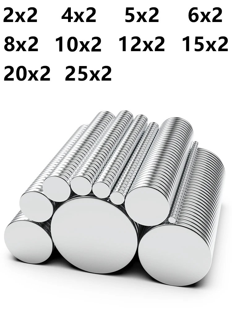 2x2/4x2/5x2/6x2/8x2/10x2/12x2/15x2/20x2/25x2mm N35 Super Strong Magnet Round Magnetic NdFeB Neodymium Powerful Disc imanes