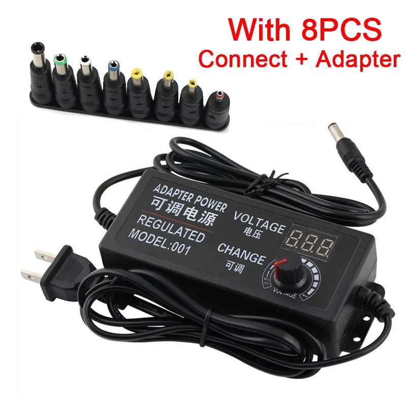 Adjustable Power Supply Adapter AC To DC 3V 12V 3V 24V 9V 24V Universal Adapter with Display Screen Voltage Regulated Hoverboard