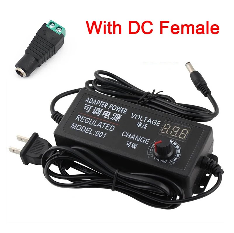 Adjustable Power Supply Adapter AC To DC 3V 12V 3V 24V 9V 24V Universal Adapter with Display Screen Voltage Regulated Hoverboard