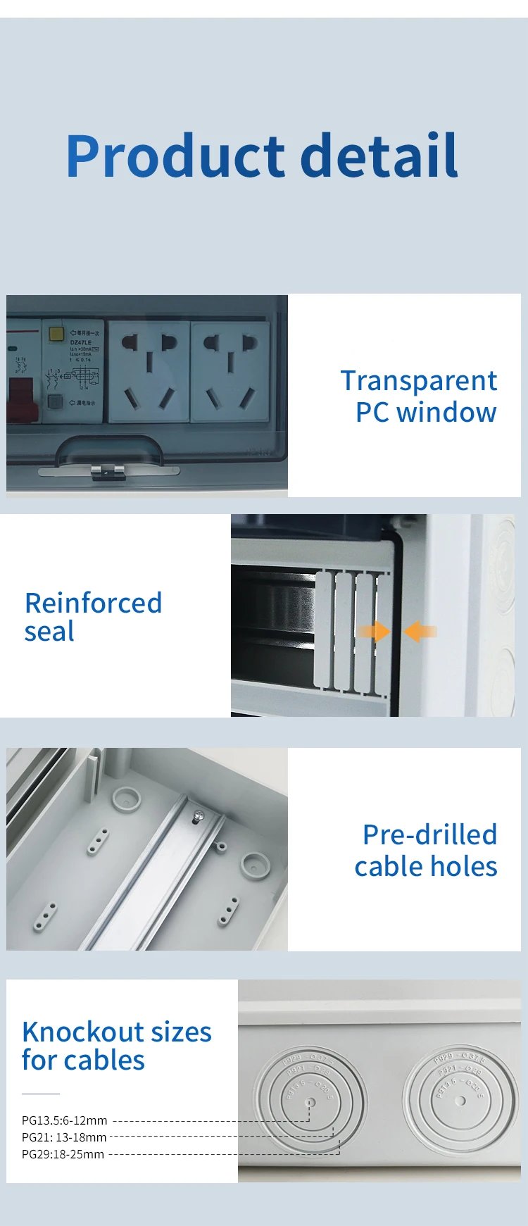 IP65 Waterproof Distribution dc breaker Box 2/3/5/8/12/15/18/24WAY PC /ABS Plastic Outdoor Electrical  MCB solar Junction Box