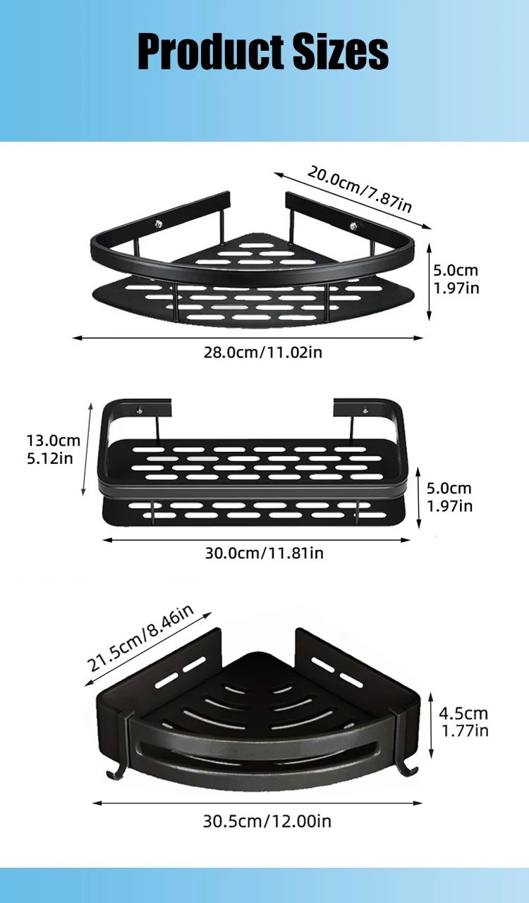 Bathroom Shelf Makeup Storage Organizer Aluminum Alloy Shampoo Rack Shower Shelf Bathroom Accessories No Drill Wall Shelf Bathroom Shelf Makeup Storage Organizer Aluminum Alloy Shampoo Rack Shower Shelf Bathroom Accessories No Drill Wall Shelf