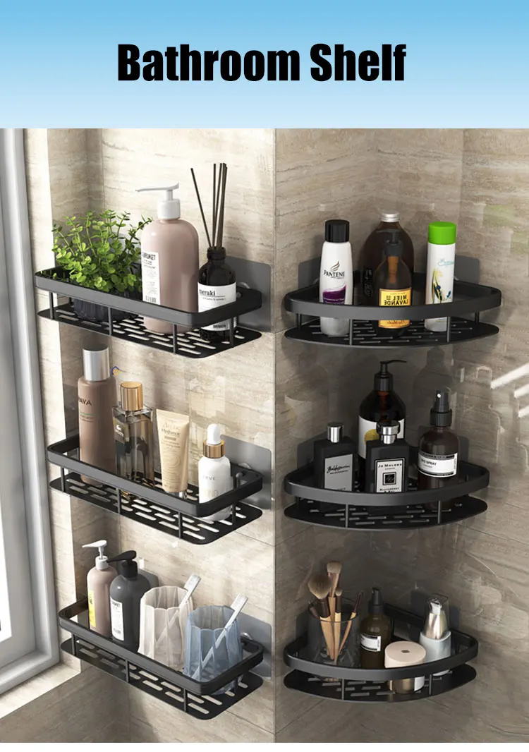Bathroom Shelf Makeup Storage Organizer Aluminum Alloy Shampoo Rack Shower Shelf Bathroom Accessories No Drill Wall Shelf Bathroom Shelf Makeup Storage Organizer Aluminum Alloy Shampoo Rack Shower Shelf Bathroom Accessories No Drill Wall Shelf