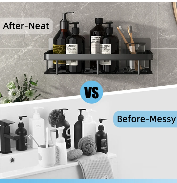 Bathroom Shelf Makeup Storage Organizer Aluminum Alloy Shampoo Rack Shower Shelf Bathroom Accessories No Drill Wall Shelf Bathroom Shelf Makeup Storage Organizer Aluminum Alloy Shampoo Rack Shower Shelf Bathroom Accessories No Drill Wall Shelf