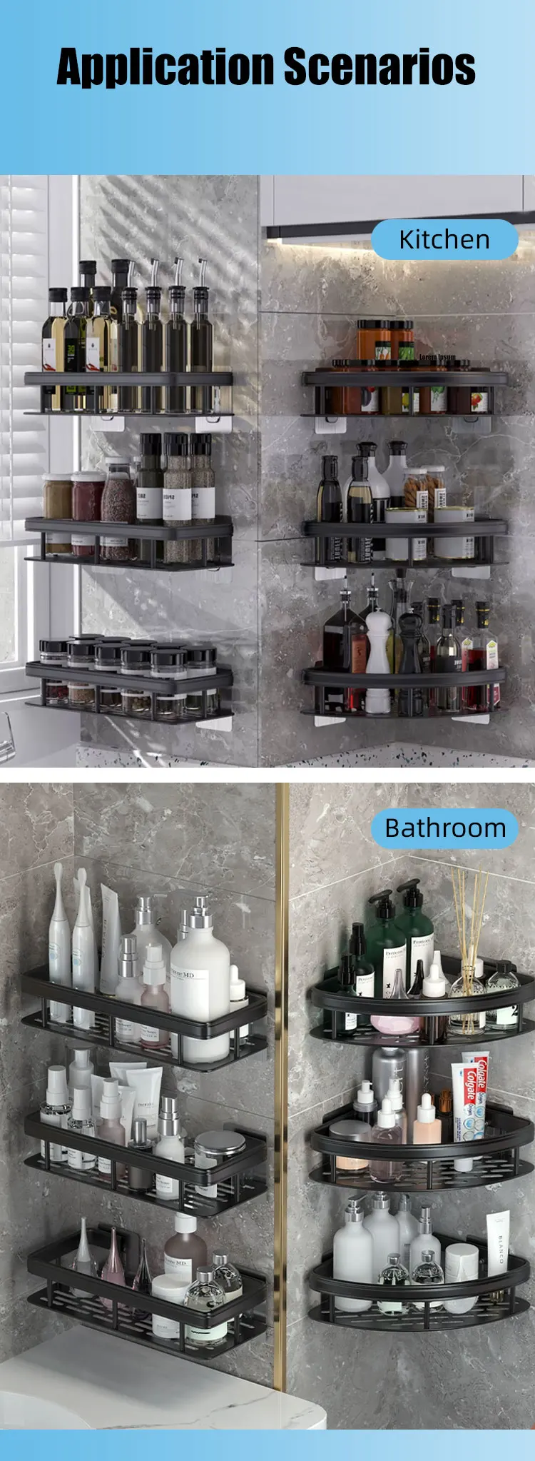 Bathroom Shelf Makeup Storage Organizer Aluminum Alloy Shampoo Rack Shower Shelf Bathroom Accessories No Drill Wall Shelf Bathroom Shelf Makeup Storage Organizer Aluminum Alloy Shampoo Rack Shower Shelf Bathroom Accessories No Drill Wall Shelf