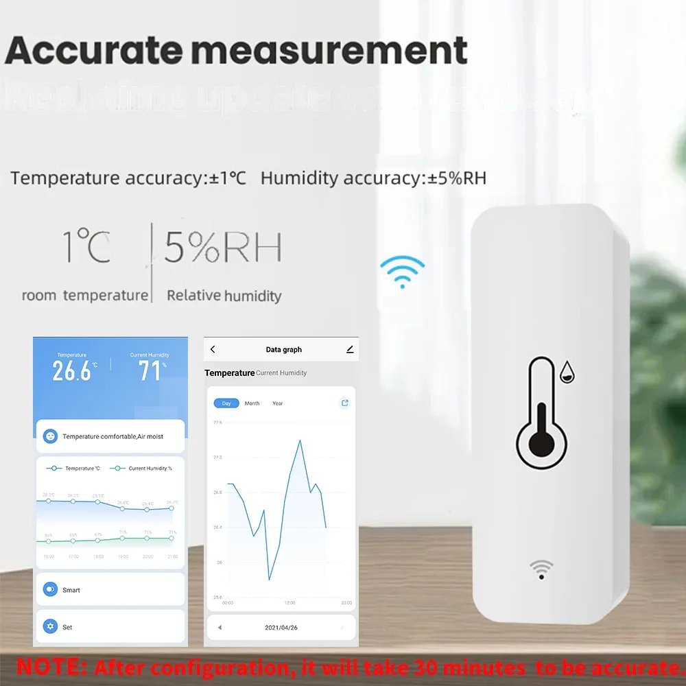 Tuya WiFi Smart Temperature Humidity Sensor Indoor Hygrometer Controller Monitoring Work with Smart Speaker Alexa Google Home Tuya WiFi Smart Temperature Humidity Sensor Indoor Hygrometer Controller Monitoring Work with Smart Speaker Alexa Google Home