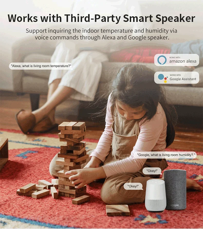 Tuya WiFi Smart Temperature Humidity Sensor Indoor Hygrometer Controller Monitoring Work with Smart Speaker Alexa Google Home Tuya WiFi Smart Temperature Humidity Sensor Indoor Hygrometer Controller Monitoring Work with Smart Speaker Alexa Google Home