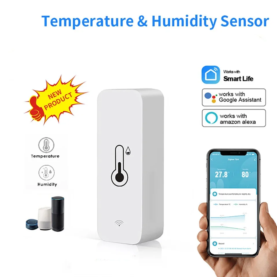 Tuya WiFi Smart Temperature Humidity Sensor Indoor Hygrometer Controller Monitoring Work with Smart Speaker Alexa Google Home Tuya WiFi Smart Temperature Humidity Sensor Indoor Hygrometer Controller Monitoring Work with Smart Speaker Alexa Google Home