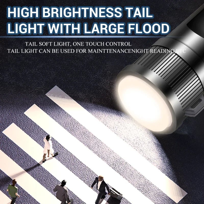 Powerful P70 Led Flashlights 5000LM Ultra Bright Tactical Light Emergency Spotlights Telescopic Zoom Light Builtin 18650 Battery