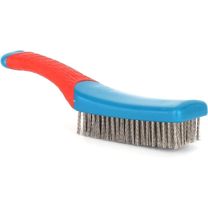 Heavy Duty Stainless Steel Wire Brush with Comfortable Plastic Handle - Perfect for Removing Rust, Welding Slag, Dirt, and Paint Heavy Duty Stainless Steel Wire Brush with Comfortable Plastic Handle - Perfect for Removing Rust, Welding Slag, Dirt, and Paint