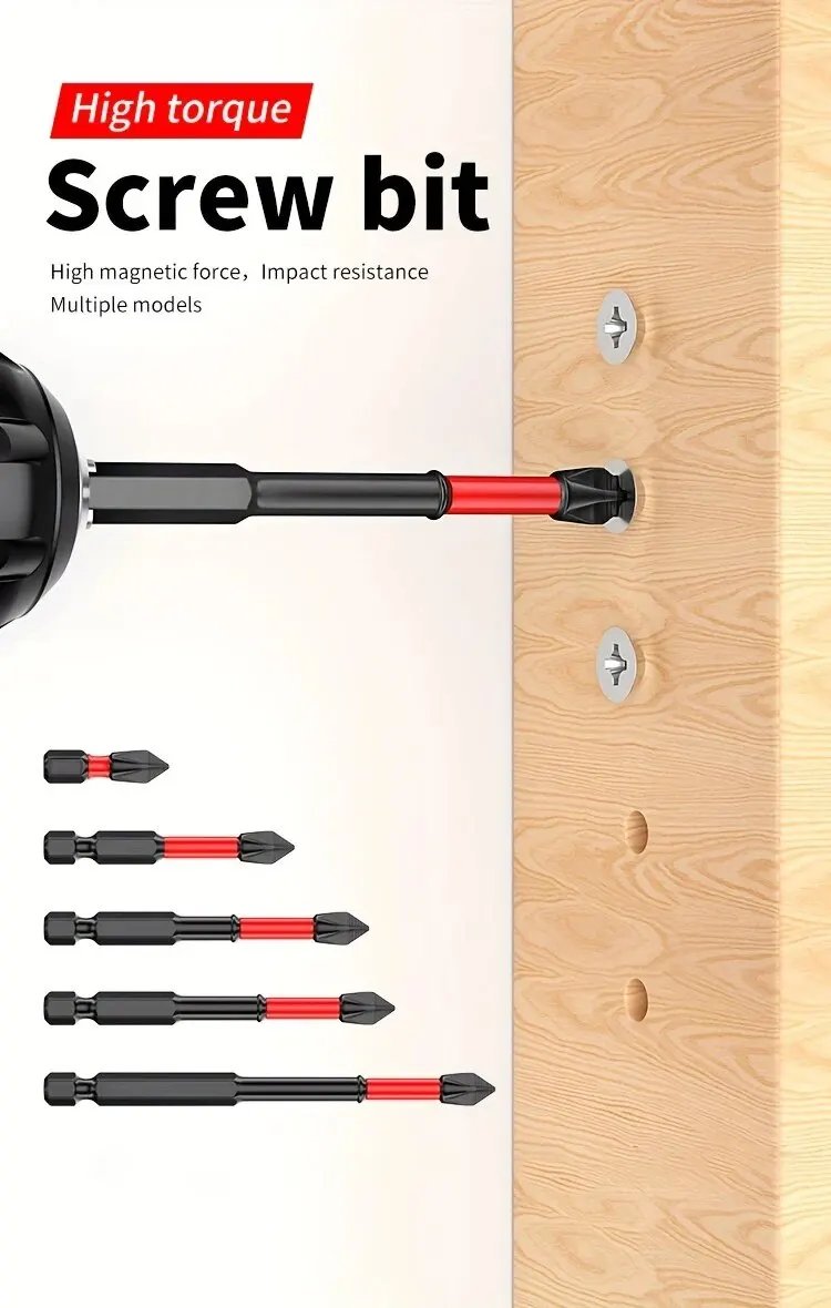 Magnetic Anti-shock Batch Head High Hardness Non-Slip Impact Bits Cross Screwdriver 25/50/65/70/90mm Screwdriver Set