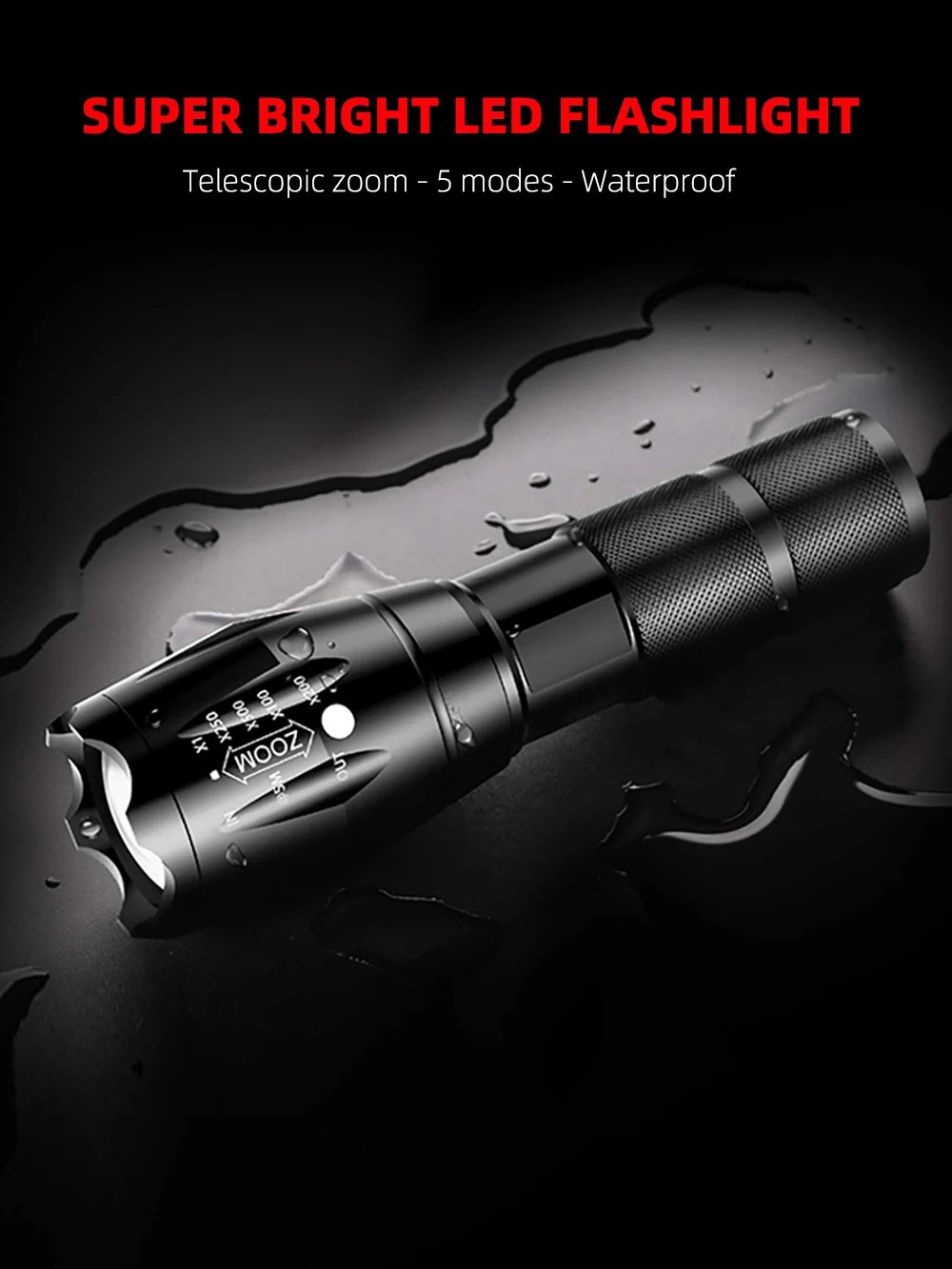 High Power Led Flashlights Camping Torch 5 Lighting Modes Aluminum Alloy Zoomable Light Waterproof Material Use 3 AAA Batteries High Power Led Flashlights Camping Torch 5 Lighting Modes Aluminum Alloy Zoomable Light Waterproof Material Use 3 AAA Batteries