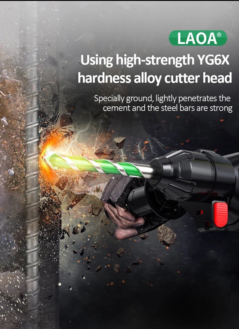 LAOA Electric Drill for Concrete, Aluminum Glass, Brick, Tile, Marble, Alloy Steel YG6X Concrete Drill Bit LAOA Electric Drill for Concrete, Aluminum Glass, Brick, Tile, Marble, Alloy Steel YG6X Concrete Drill Bit