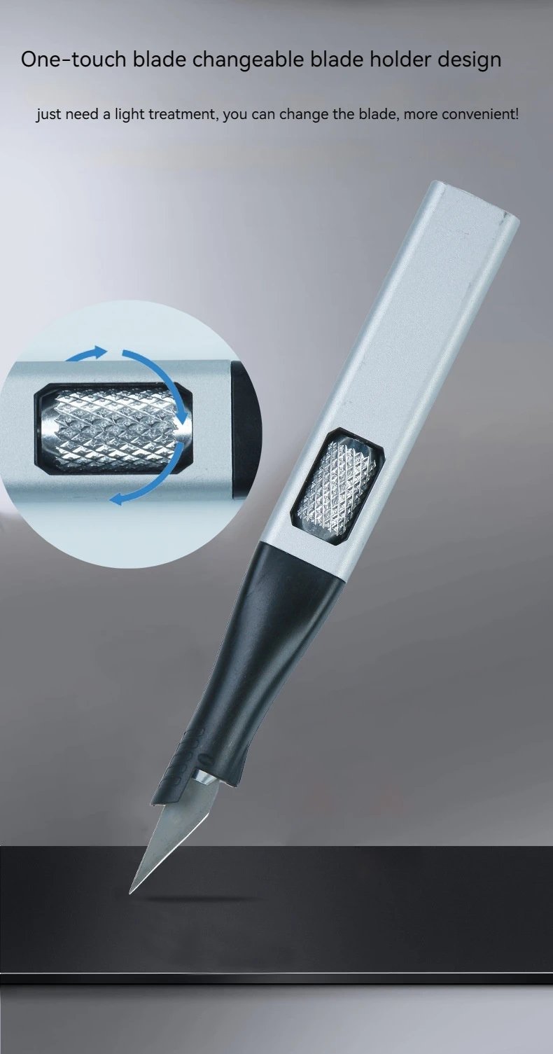 Pen-shaped DIY Aluminum Handle Carving Knife Comes with 5 Horseshoe Art Blades That Can Be Replaced by Yourself