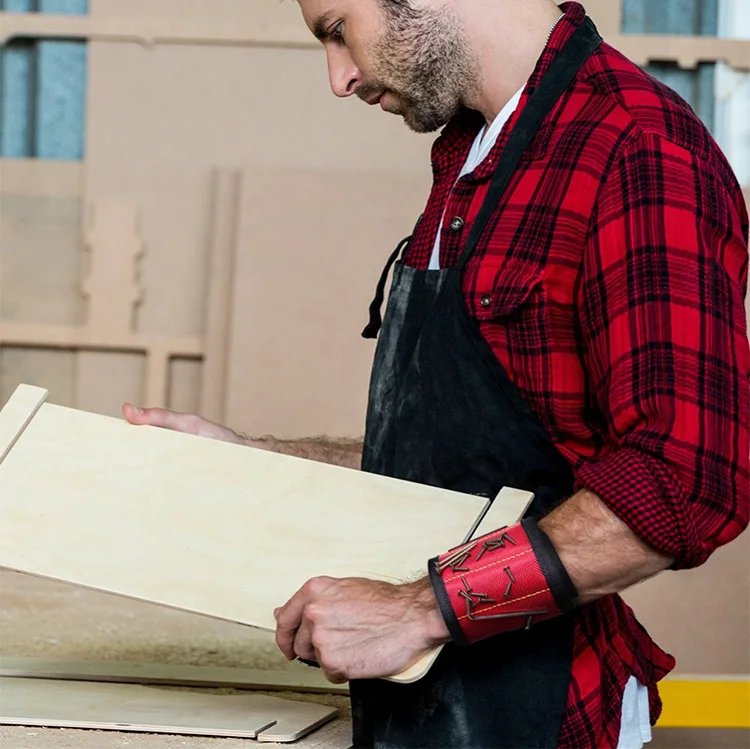 Magnetic Wristband for Holding Screws,Nails,Drilling Bits,Wrist Tool Holder Belts with Strong Magnets,five Rows of Ten Magnets