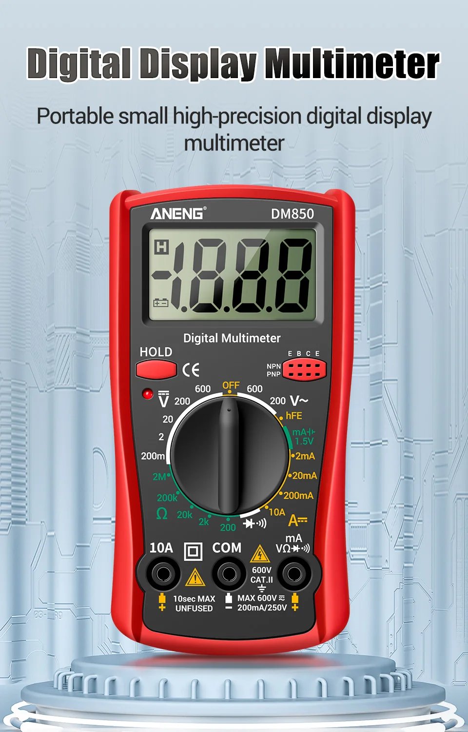ANENG DM850 Digital Multimeter Automatic Professional 1999 Counts Auto AC/DC Votage Tester Ohm Current Ammeter Detector Tool