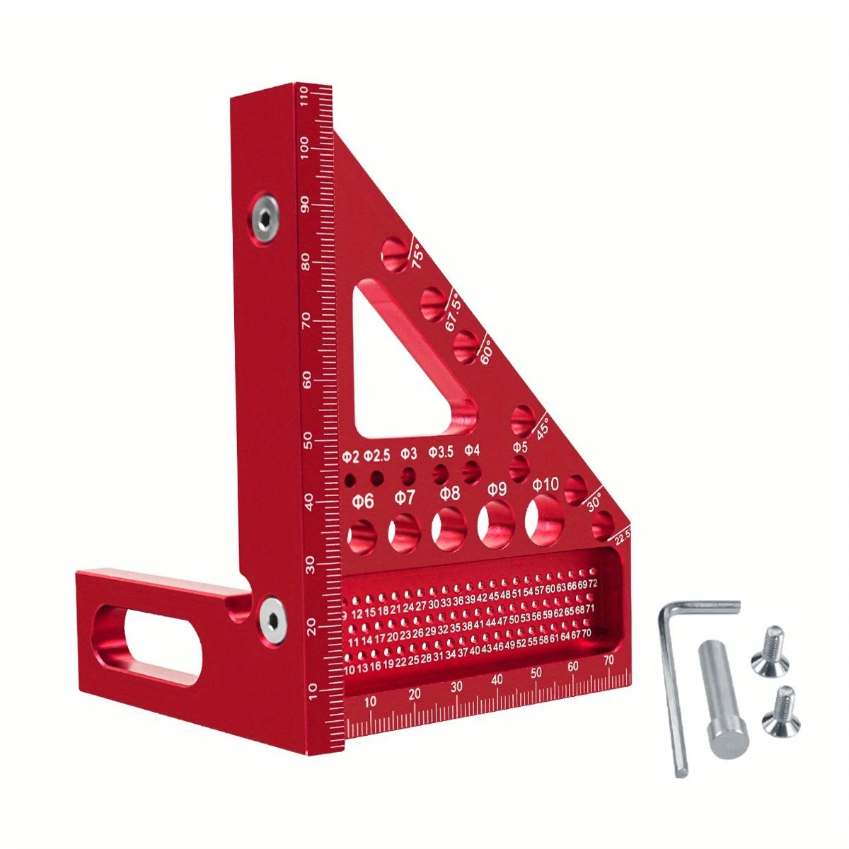 Woodworking Square Protractor, Woodworking Square With Dowel Pins,Aluminum Alloy Miter Triangular Ruler,Angler Scriber Woodworking Square Protractor, Woodworking Square With Dowel Pins,Aluminum Alloy Miter Triangular Ruler,Angler Scriber
