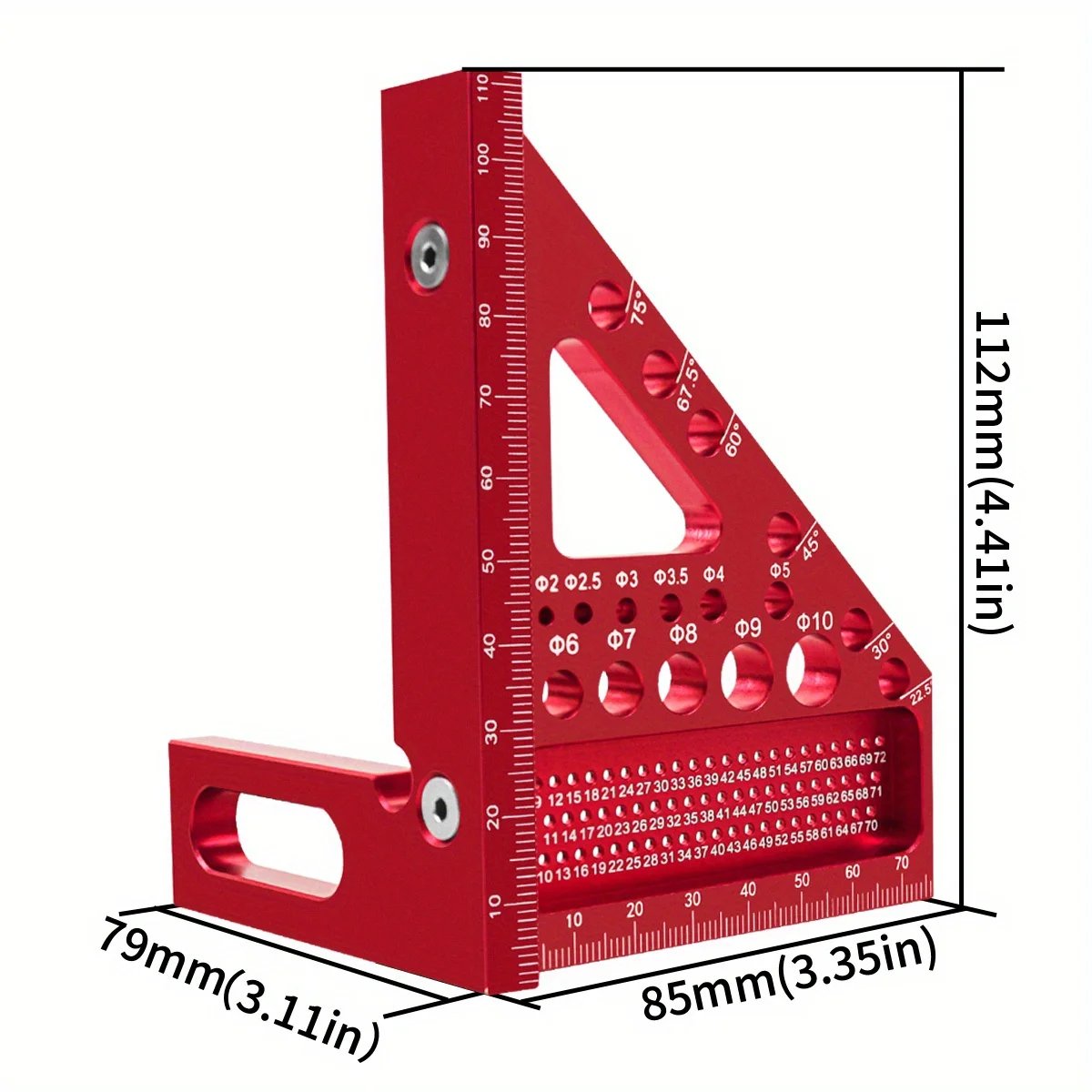 Woodworking Square Protractor, Woodworking Square With Dowel Pins,Aluminum Alloy Miter Triangular Ruler,Angler Scriber Woodworking Square Protractor, Woodworking Square With Dowel Pins,Aluminum Alloy Miter Triangular Ruler,Angler Scriber