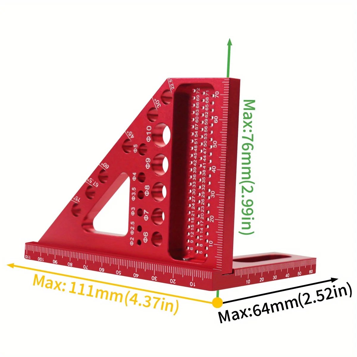 Woodworking Square Protractor, Woodworking Square With Dowel Pins,Aluminum Alloy Miter Triangular Ruler,Angler Scriber Woodworking Square Protractor, Woodworking Square With Dowel Pins,Aluminum Alloy Miter Triangular Ruler,Angler Scriber
