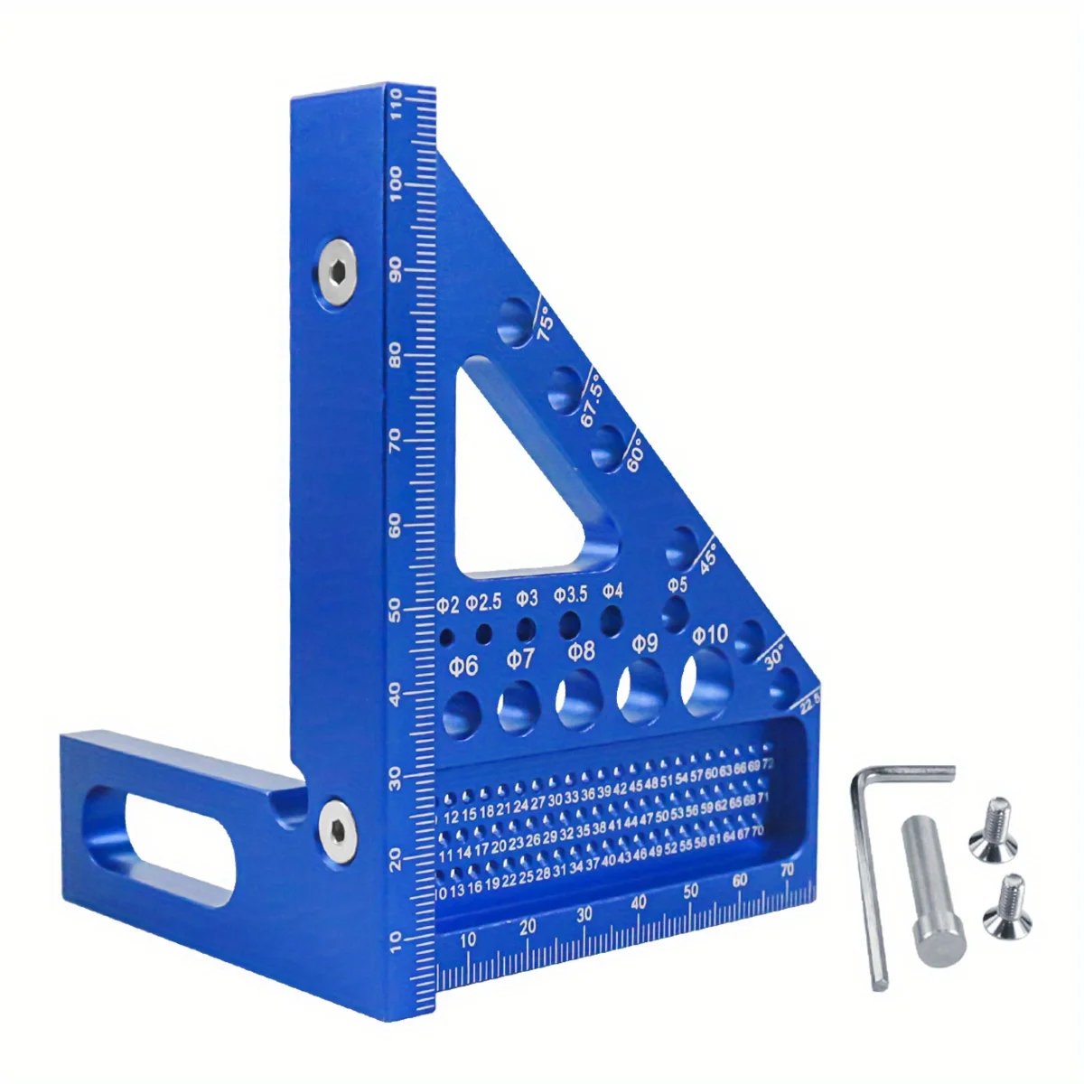 Woodworking Square Protractor, Woodworking Square With Dowel Pins,Aluminum Alloy Miter Triangular Ruler,Angler Scriber Woodworking Square Protractor, Woodworking Square With Dowel Pins,Aluminum Alloy Miter Triangular Ruler,Angler Scriber