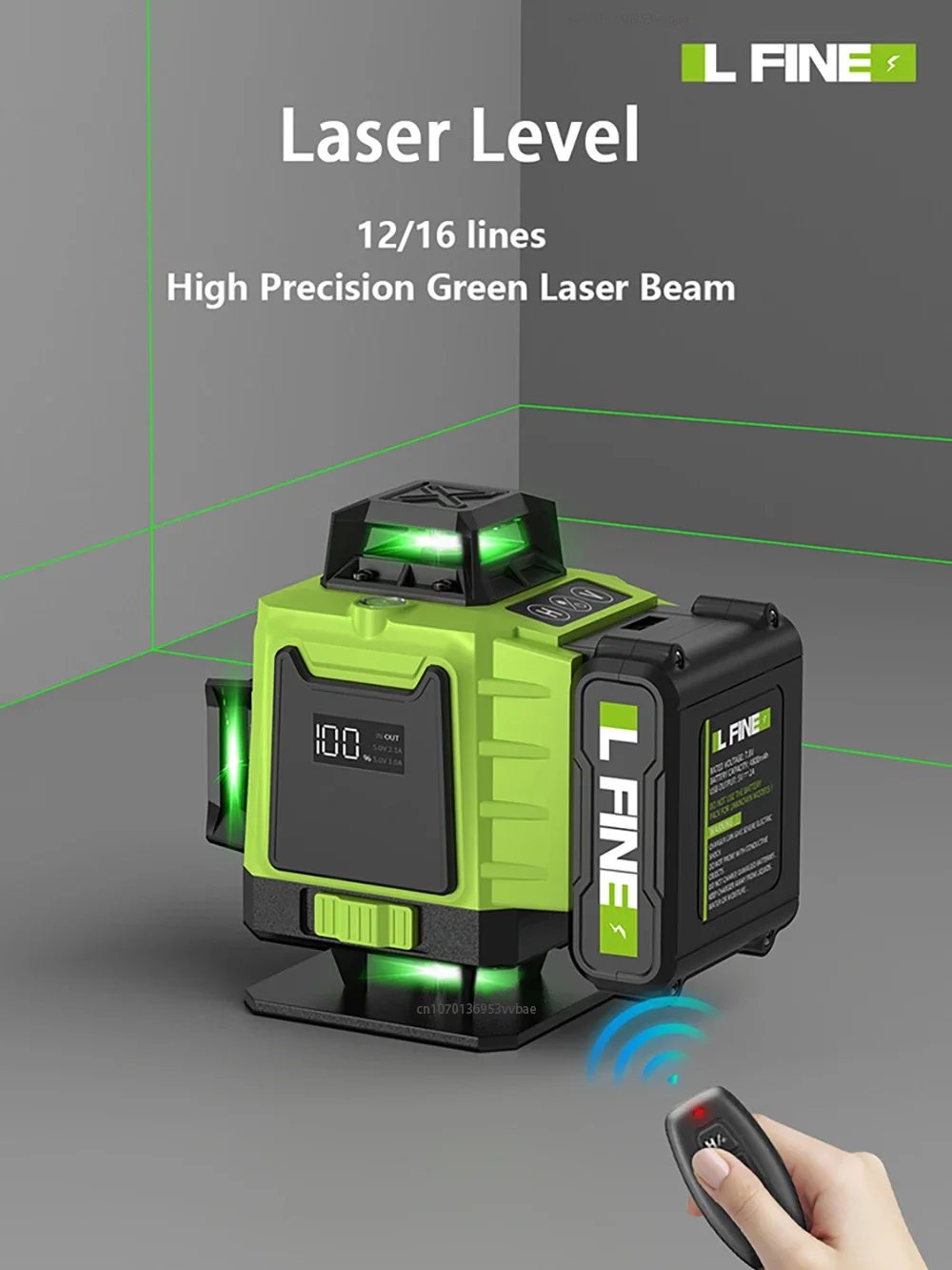 LFINE 3D/4D Laser Level 12/16 Lines Horizontal And Vertical With Remote Control 8 Lines 360&deg;Self-leveling Laser Levels