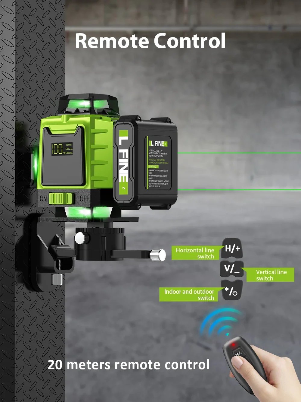LFINE 3D/4D Laser Level 12/16 Lines Horizontal And Vertical With Remote Control 8 Lines 360&deg;Self-leveling Laser Levels