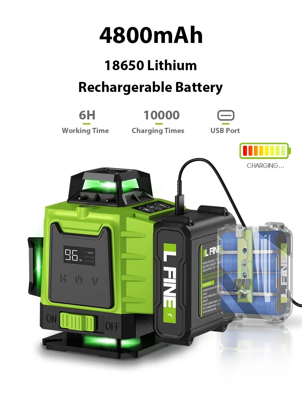 LFINE 3D/4D Laser Level 12/16 Lines Horizontal And Vertical With Remote Control 8 Lines 360&deg;Self-leveling Laser Levels