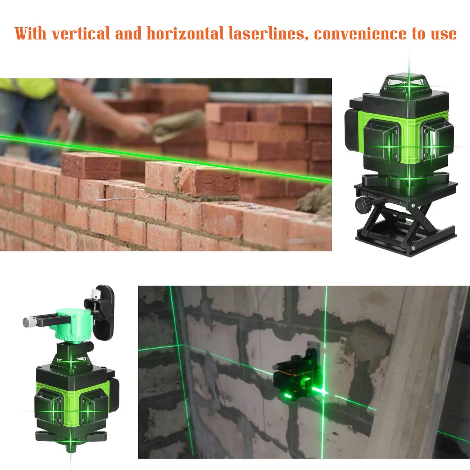 Nivel l&aacute;ser 4D de 8/12/16 l&iacute;neas, autonivelante de l&iacute;nea verde, 360,Horizontal y Vertical, superpotente Professional laser level
