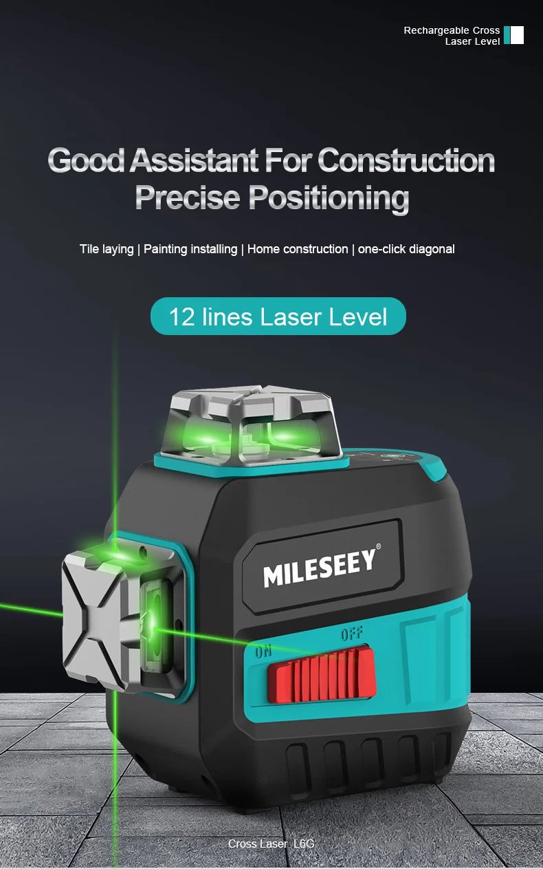 MiLESEEY 2 Lines Laser Level L52R L62 360 Laser Level L6 Green nivel Laser with Battery and Tripod лазерный уровень