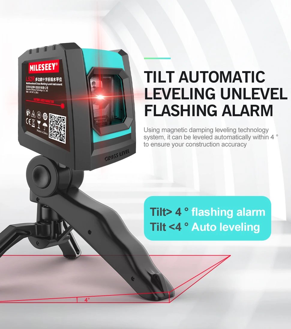 MiLESEEY 2 Lines Laser Level L52R L62 360 Laser Level L6 Green nivel Laser with Battery and Tripod лазерный уровень