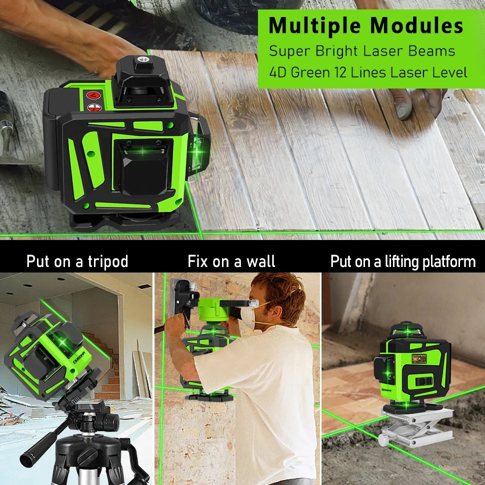 Clubiona 16/12 Lines Laser Level green line Self-leveling 360 Horizontal And Vertical Super Powerful green Beam Laser Level