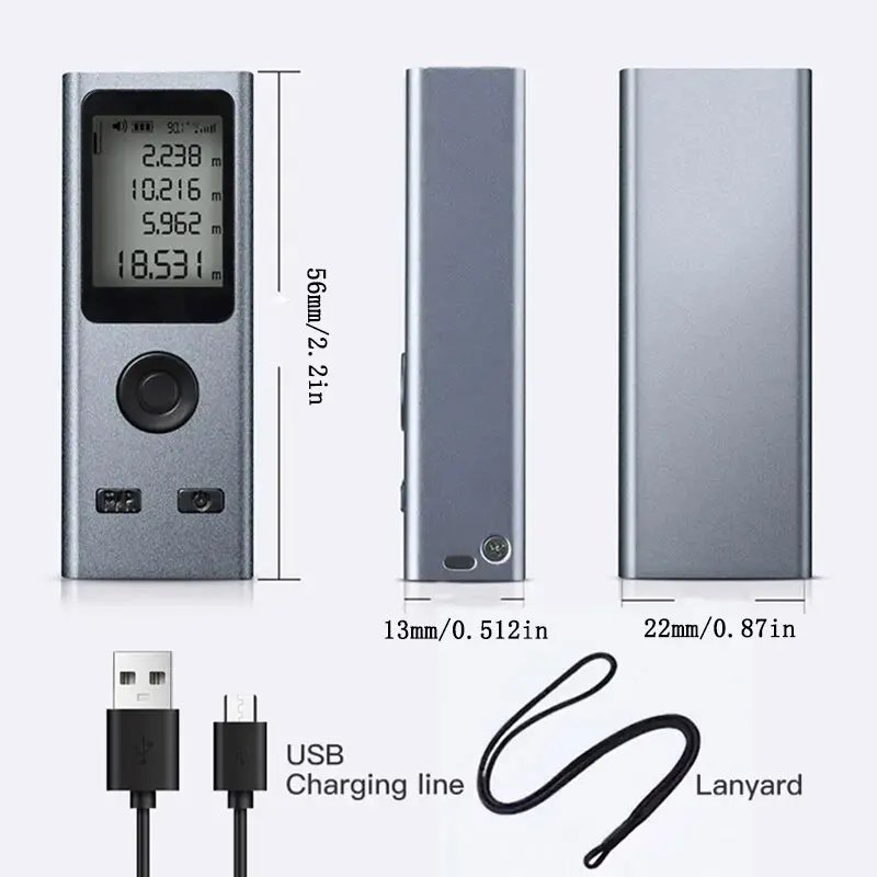 Mini Laser Rangefinder Digital Tape Measure Laser Ruler USB Charge Aluminum Alloy Fuselage Measuring Distance: 30m/50m Mini Laser Rangefinder Digital Tape Measure Laser Ruler USB Charge Aluminum Alloy Fuselage Measuring Distance: 30m/50m