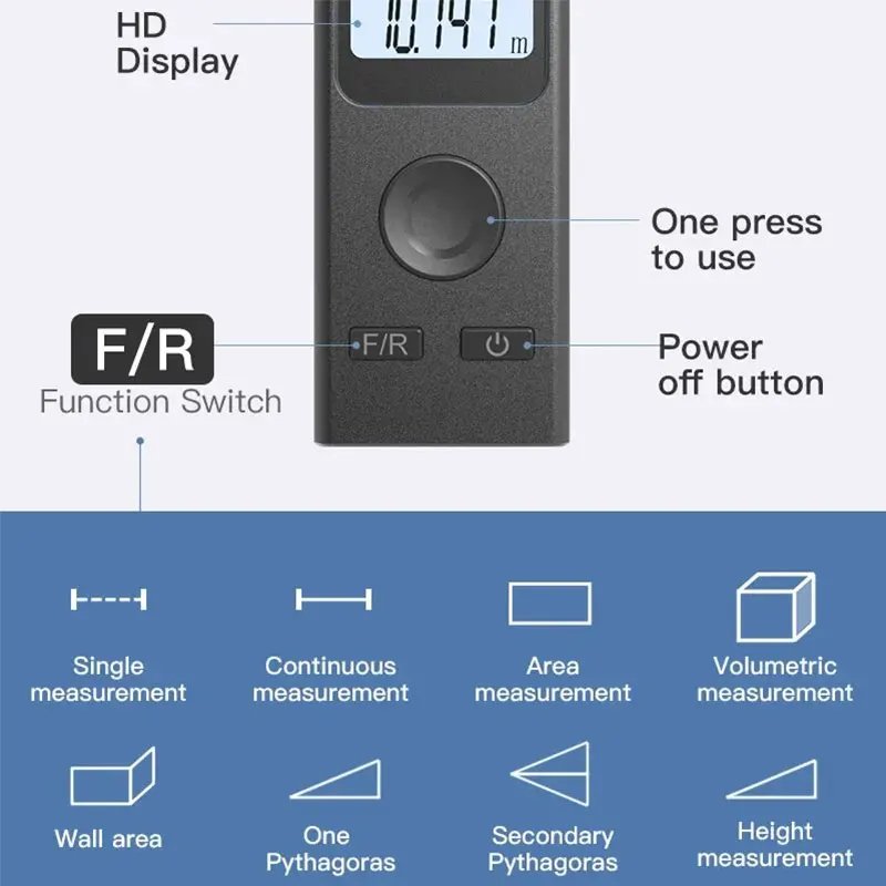 Mini Laser Rangefinder Digital Tape Measure Laser Ruler USB Charge Aluminum Alloy Fuselage Measuring Distance: 30m/50m Mini Laser Rangefinder Digital Tape Measure Laser Ruler USB Charge Aluminum Alloy Fuselage Measuring Distance: 30m/50m