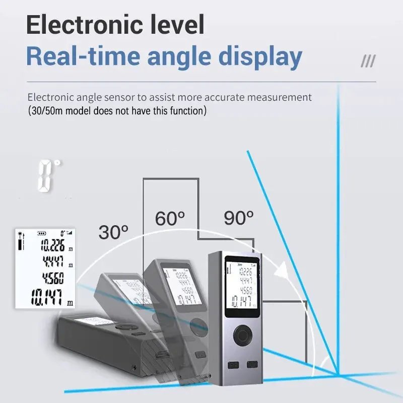 Mini Laser Rangefinder Digital Tape Measure Laser Ruler USB Charge Aluminum Alloy Fuselage Measuring Distance: 30m/50m Mini Laser Rangefinder Digital Tape Measure Laser Ruler USB Charge Aluminum Alloy Fuselage Measuring Distance: 30m/50m