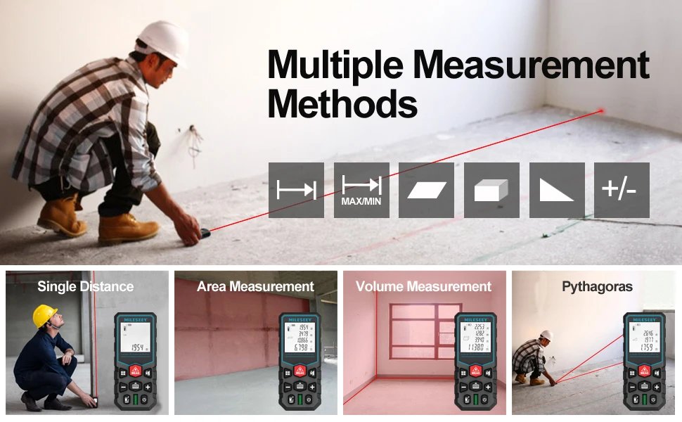 MILESEEY X5 Laser Tape Measure 40M Laser Distance Meter High Accuracy Roulette Multiple Measurement Functions Electronic Ruler