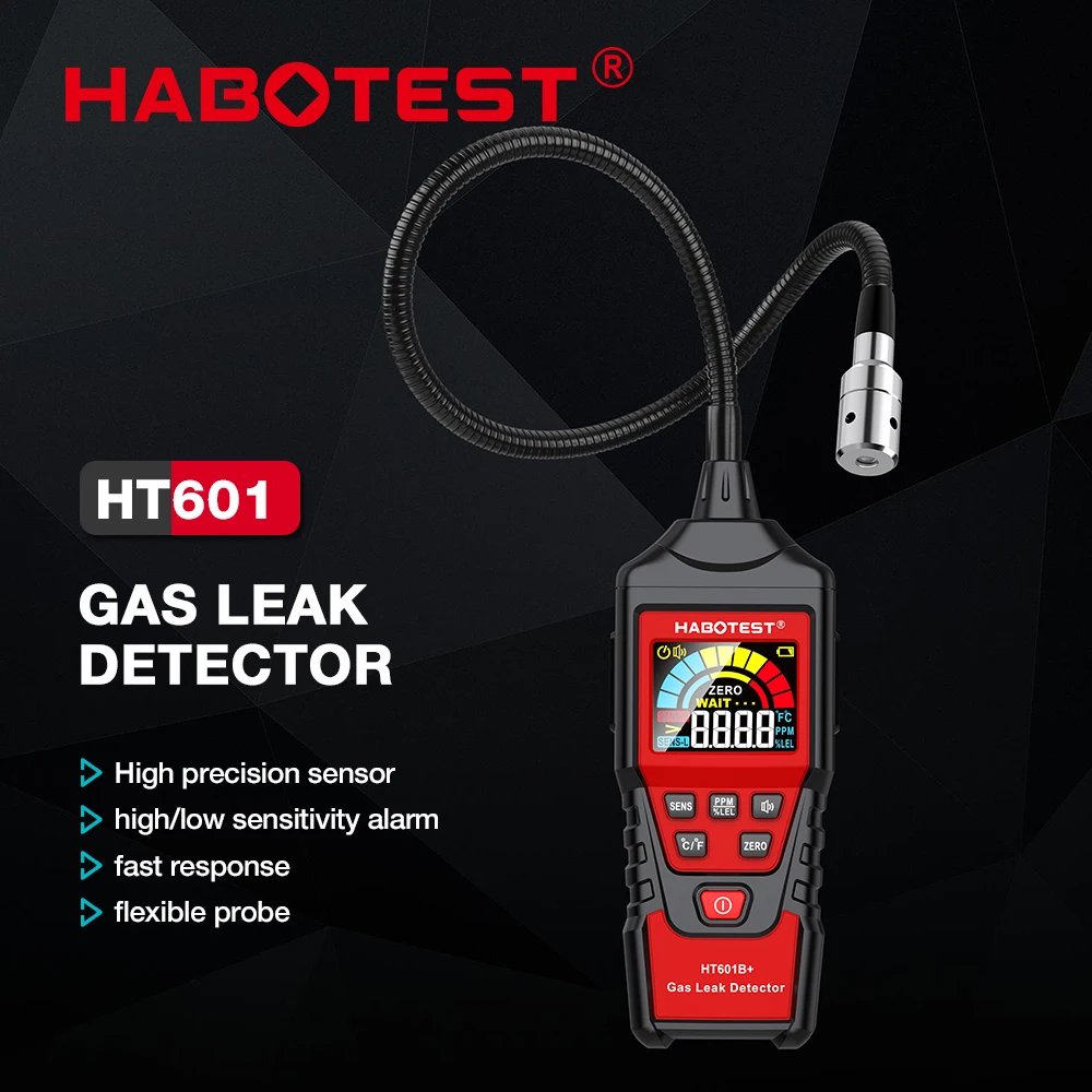 HABOTEST HT601 Gas Leak Detector Analyzer HT601A HT601B Sound & Screen Alarm Combustible Flammable Natural Methane Tester